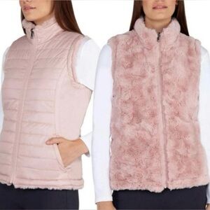 NWT Nicole Miller Reversible Pink Women's Vest w/pockets in Small
